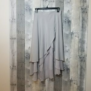 FEM Light Gray Ruffle Layered Maxi Skirt